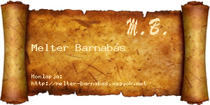 Melter Barnabás névjegykártya